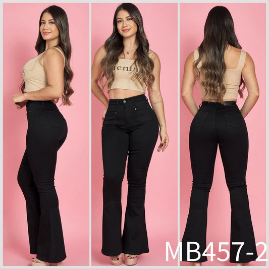 MB457-2 (Q4) | Jeans Flare Faja Negro | Menina