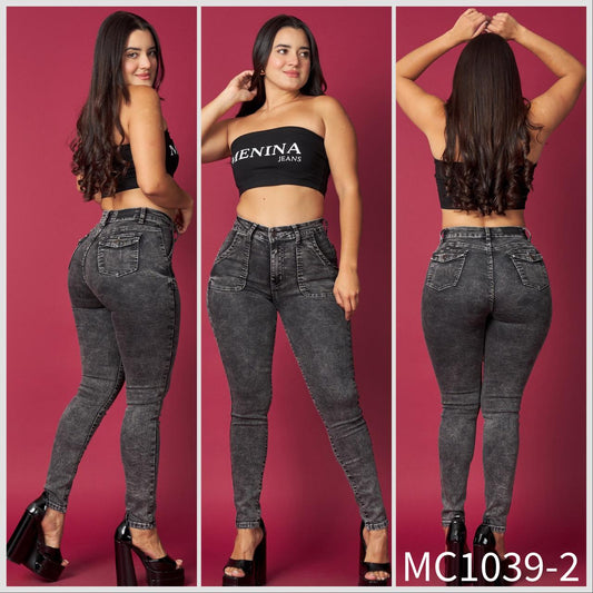 MC1039-2 (D1) | Skinny Grafito Tapa Bolsillo Trasero | Menina