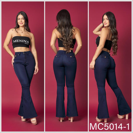 MC5014-1 (F4) | Flare Azul Oscuro Bolsillo Con Tapa | Menina