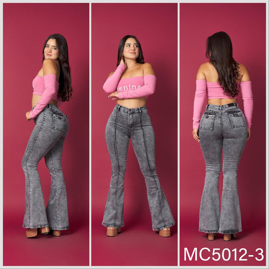 MC5012-3 (F6) | Flare Gris Jaspeado Lineal Bolsillo Con Tapa | Menina