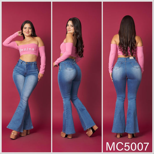 MC5007 (H2) | Flare Trenzado Con Faja Celeste Focalizado | Menina