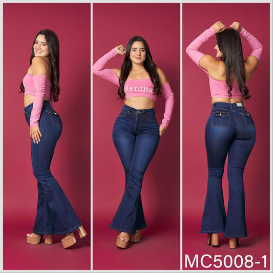 MC5008-1 (H4) | Flare Con Faja Bolsillo Con Tapa Azul Focalizado | Menina