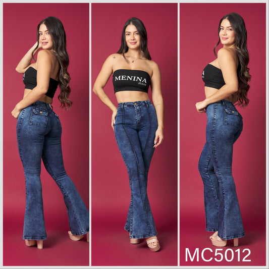 MC5012 (F3) | Flare Azul Jaspeado Lineal Bolsillo Con Tapa | Menina