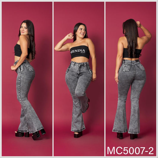 MC5007-2 (H1) | Flare Trenzado Con Faja Gris | Menina