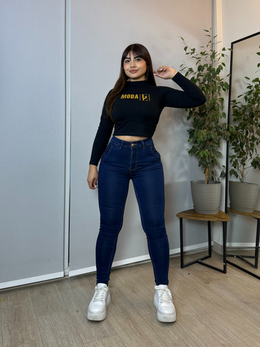 MC5004 (I2) | Skinny Azul Oscuro Con Faja | Menina