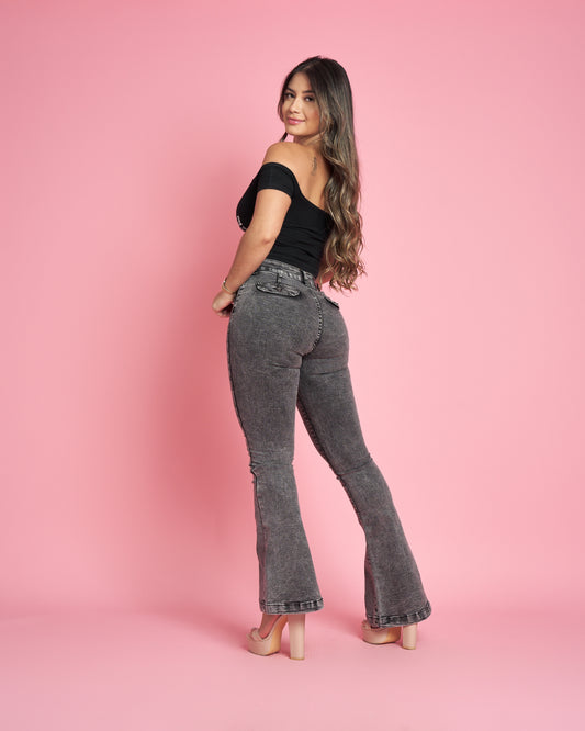 Jeans Flare Lineal Gris | Modelo MB010-2 (F6) | Menina