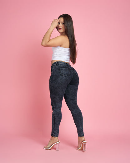 Modelo MB013-1 | Jeans Skinny Trenzado Jaspeado MICROPOLAR |Menina