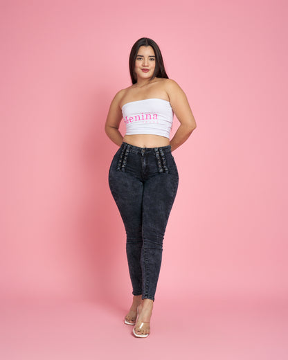 Modelo MB013-1 | Jeans Skinny Trenzado Jaspeado MICROPOLAR |Menina