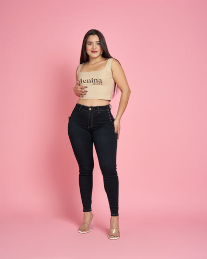 Jeans Skinny Trenzado Azul Marino MICROPOLAR | Modelo MB014  | Menina