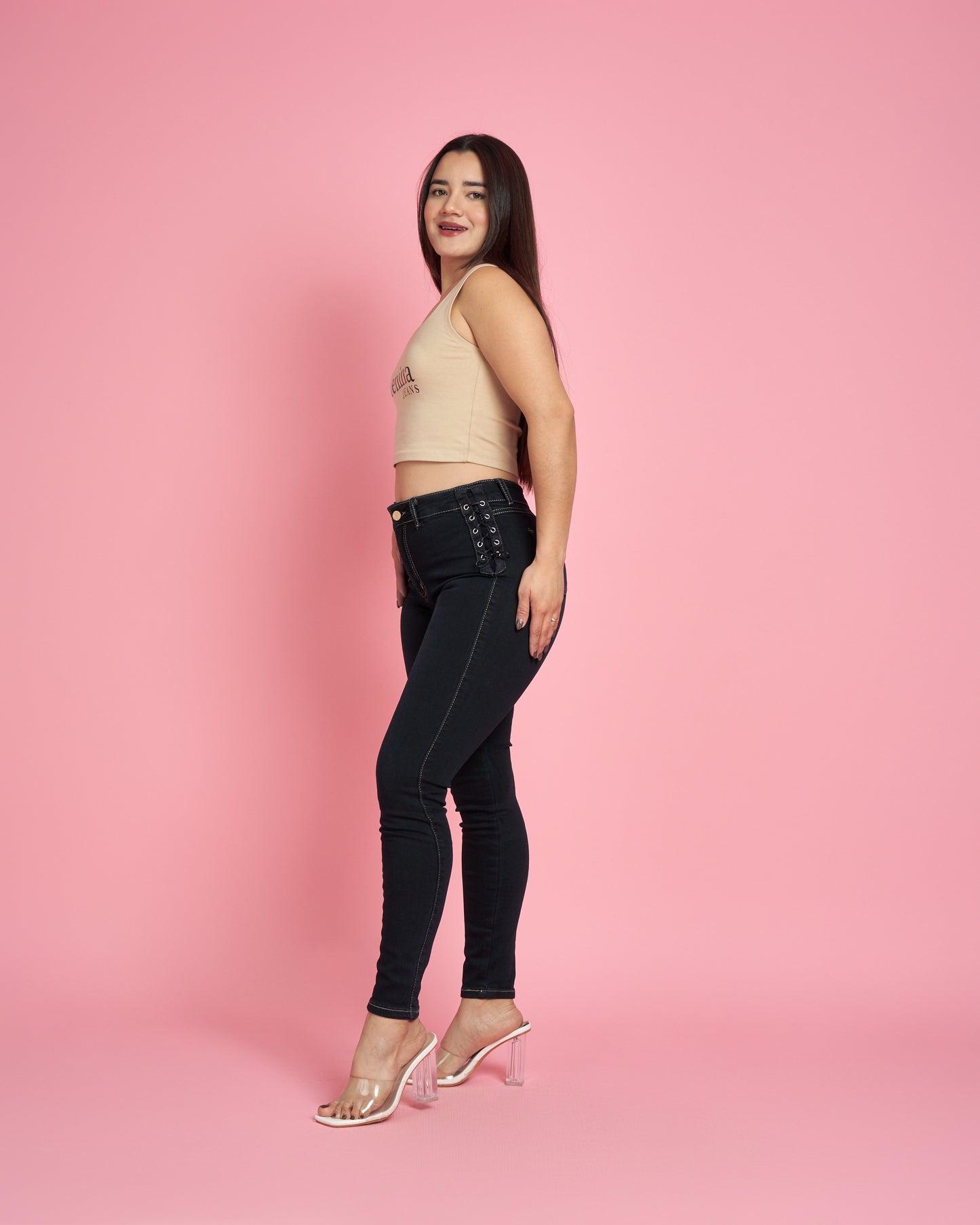 Jeans Skinny Trenzado Azul Marino MICROPOLAR | Modelo MB014  | Menina
