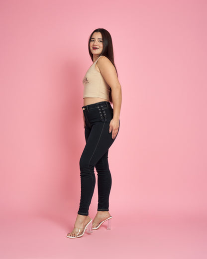 Jeans Skinny Trenzado Azul Marino MICROPOLAR | Modelo MB014  | Menina