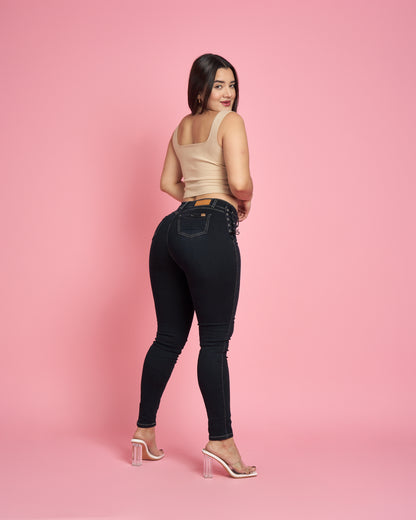 Jeans Skinny Trenzado Azul Marino MICROPOLAR | Modelo MB014  | Menina