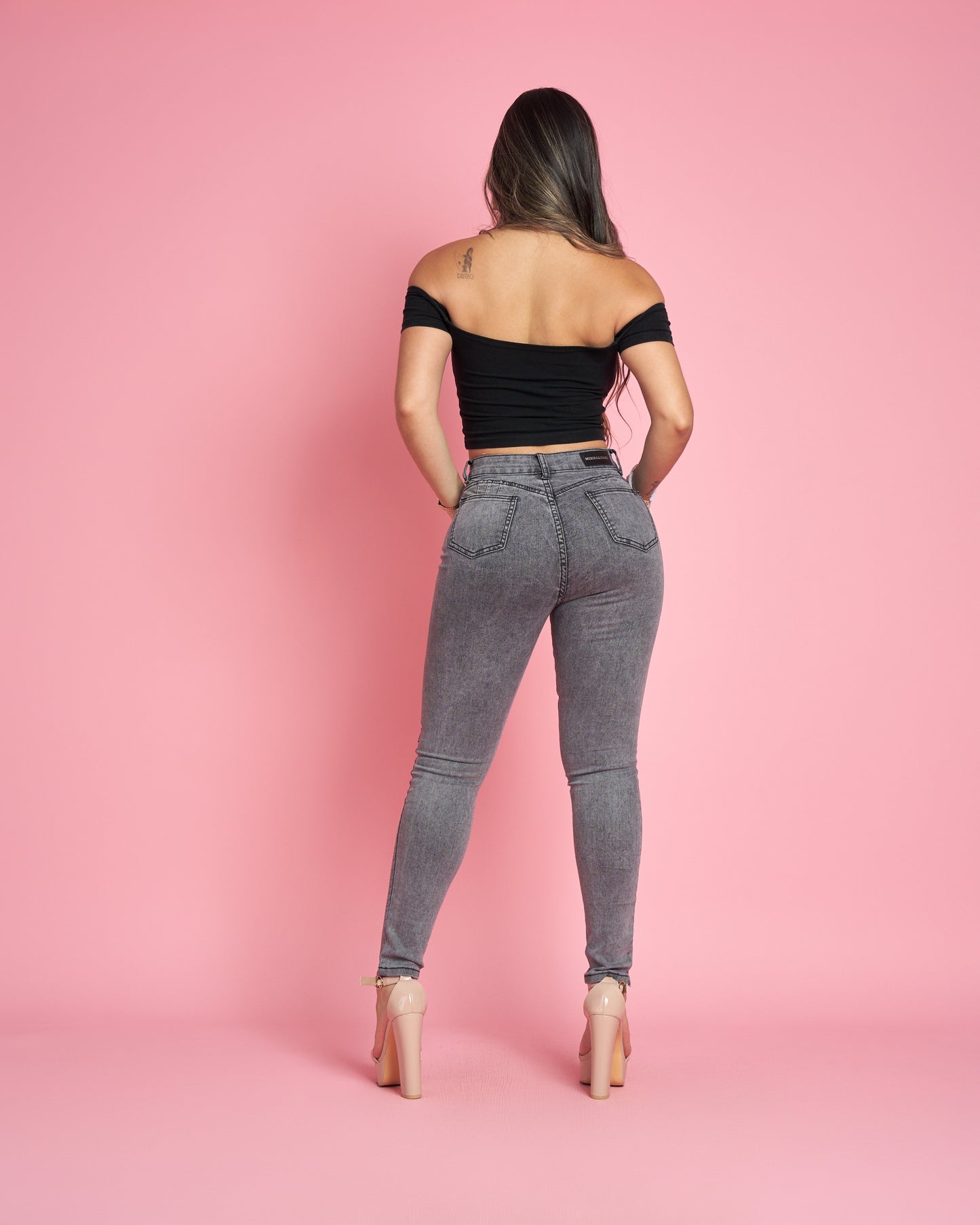 Modelo MB019-1 (G5) | Jeans Skinny Gris Brillos |Menina