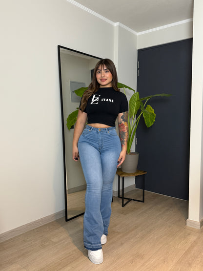 MB2005 (K6) | Flare Azul Claro Focalizado Con Ajuste Cintura | Menina