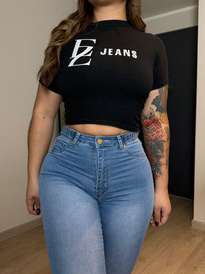 MB2005 (K6) | Flare Azul Claro Focalizado Con Ajuste Cintura | Menina