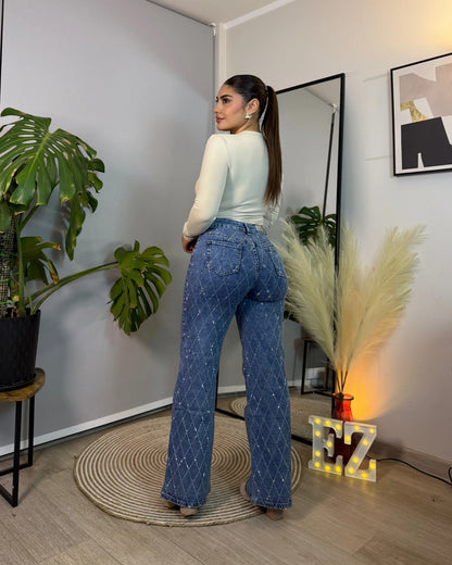 MB2054-2 (C4) | Wide Leg Azul Full Brillos | Menina