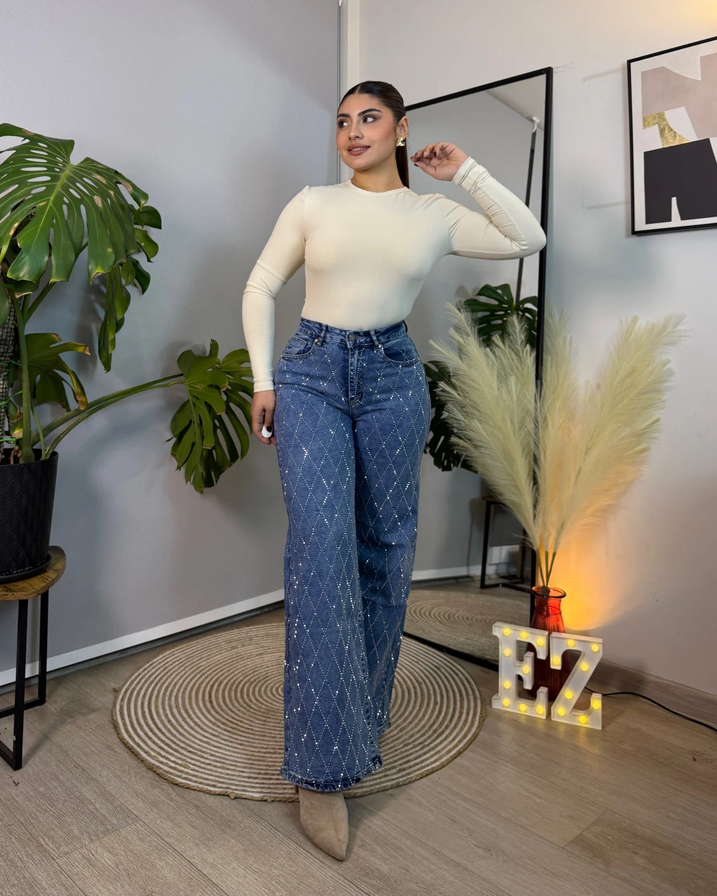 MB2054-2 (C4) | Wide Leg Azul Full Brillos | Menina
