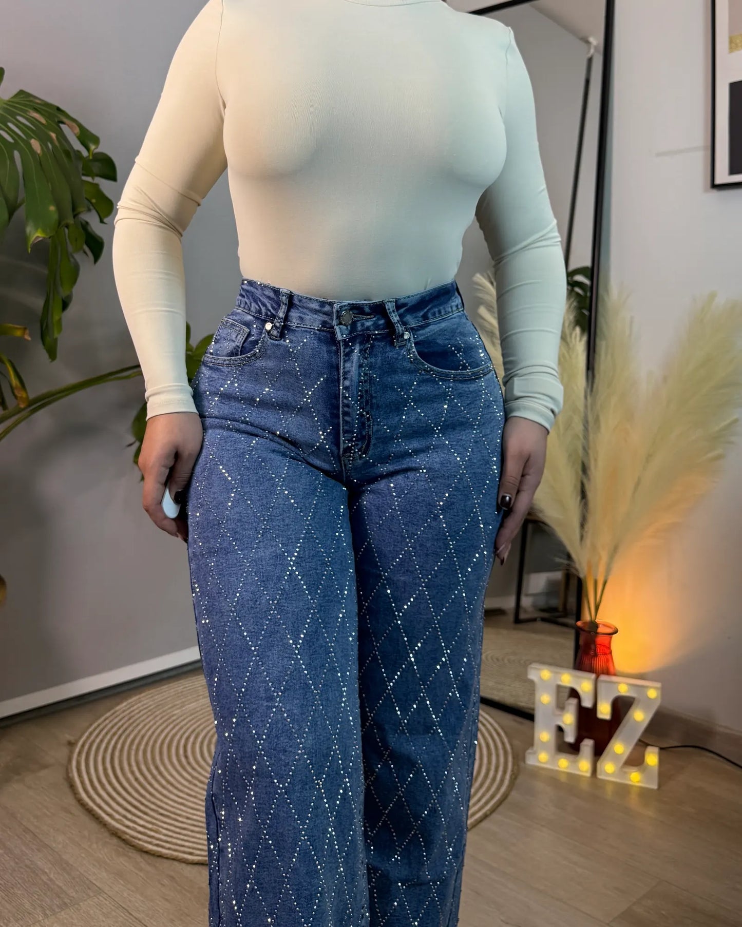 MB2054-2 (C4) | Wide Leg Azul Full Brillos | Menina