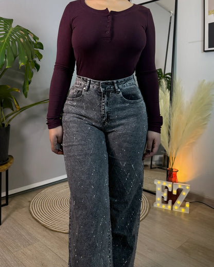 MB2054-3 (C3) | Wide Leg Gris Full Brillos | Menina