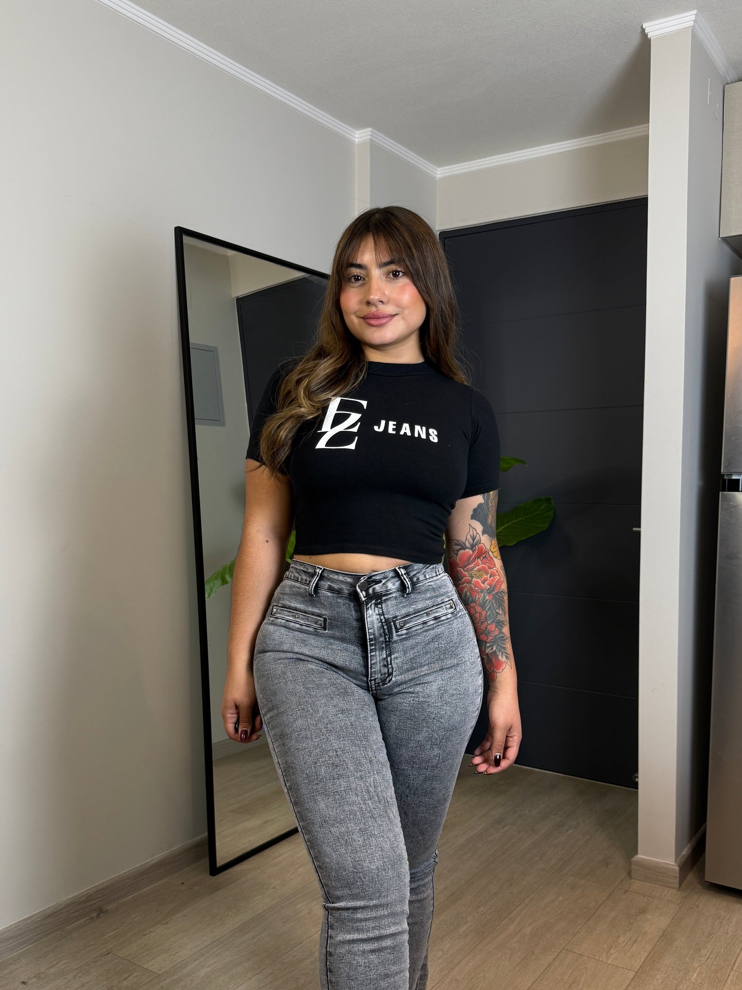 MB2065-2 (H4) | Flare Gris Jaspeado Bolsillo Escondido | Menina