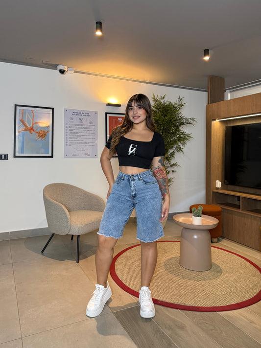 MB2099 (F4) | Bermuda Con Parches Brillantes | Menina