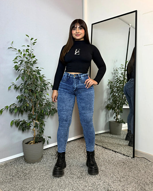 MB2120 (M2) | Skinny Faja Azul Jaspeado | Menina