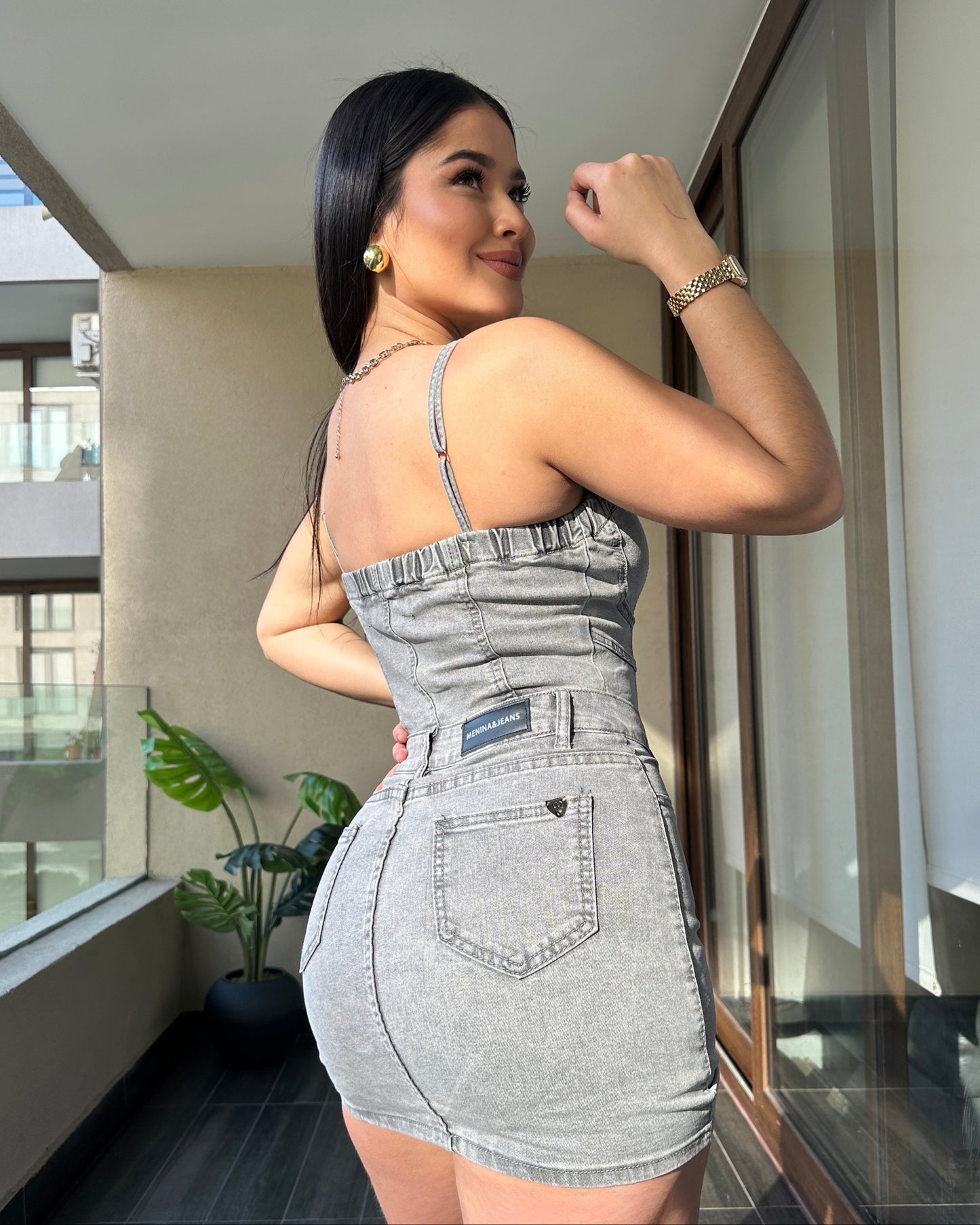 MB420-2 (E3)| Enterito Falda Short Gris | Menina