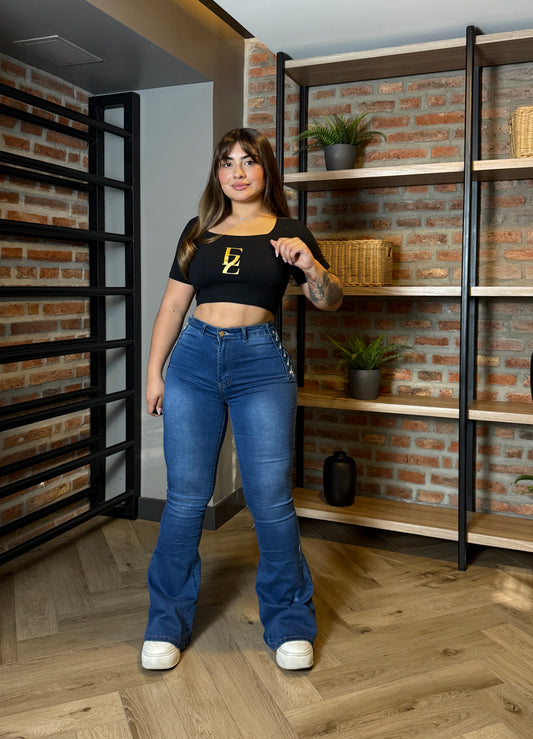 MB446-1 (I1) | Jeans Flare Trenzado | Menina