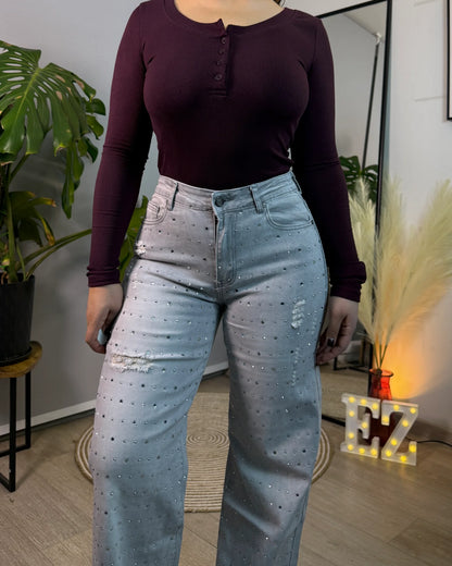 MB7007-2 (D3) | Wide Leg Gris Brillos | Menina