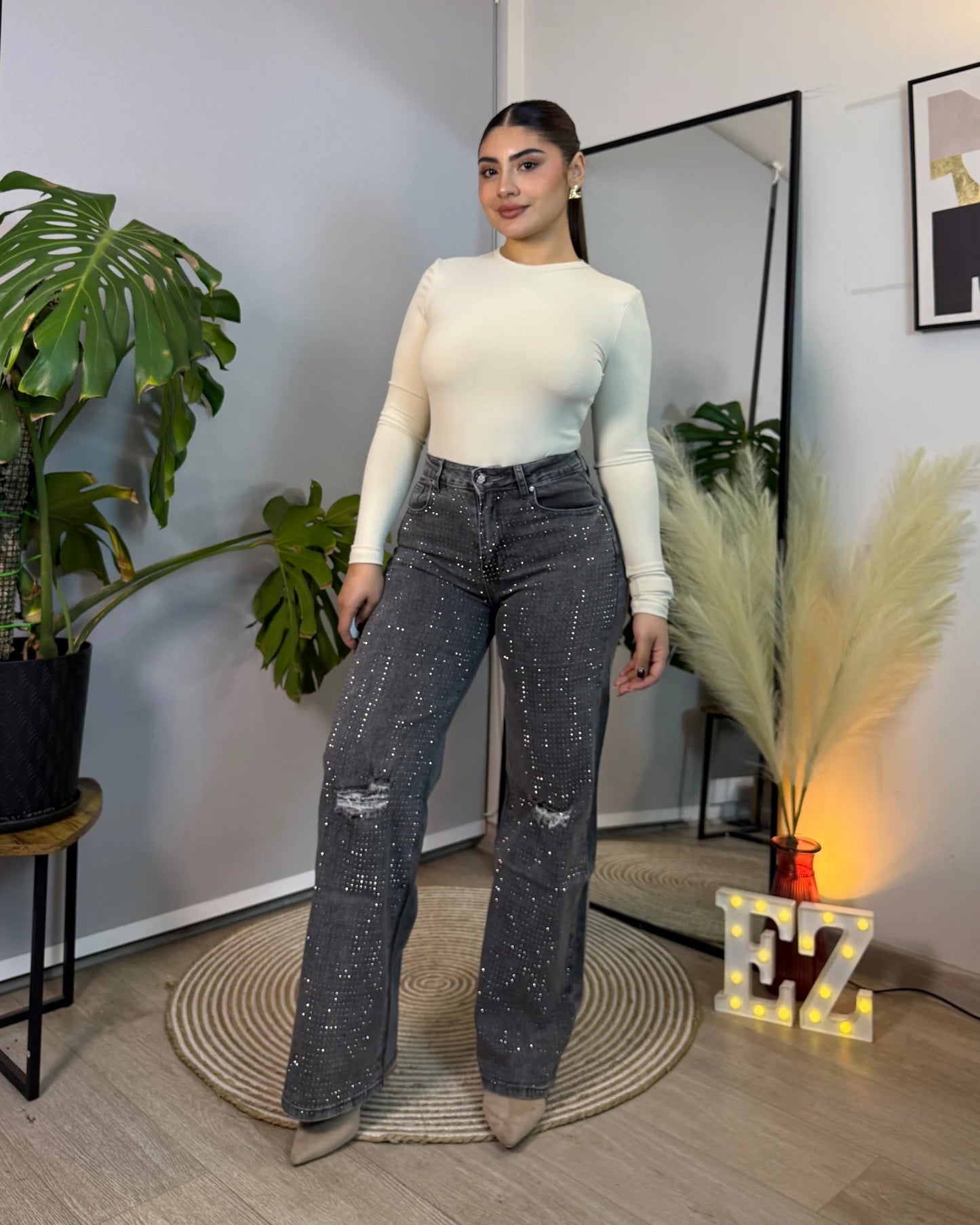 MB7031-3 (C2) | Wide Leg Gris Brillos |