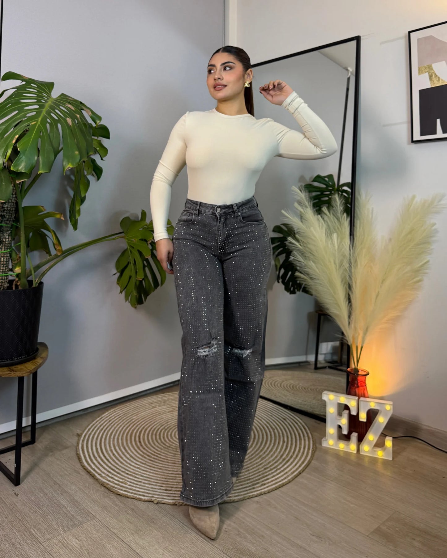 MB7031-3 (C2) | Wide Leg Gris Brillos |
