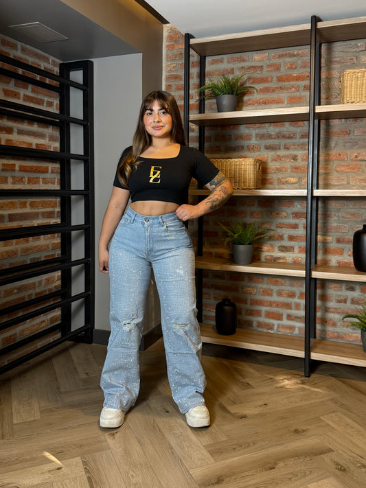 MB7031 (I3) | Jeans Recto Brillos | Menina