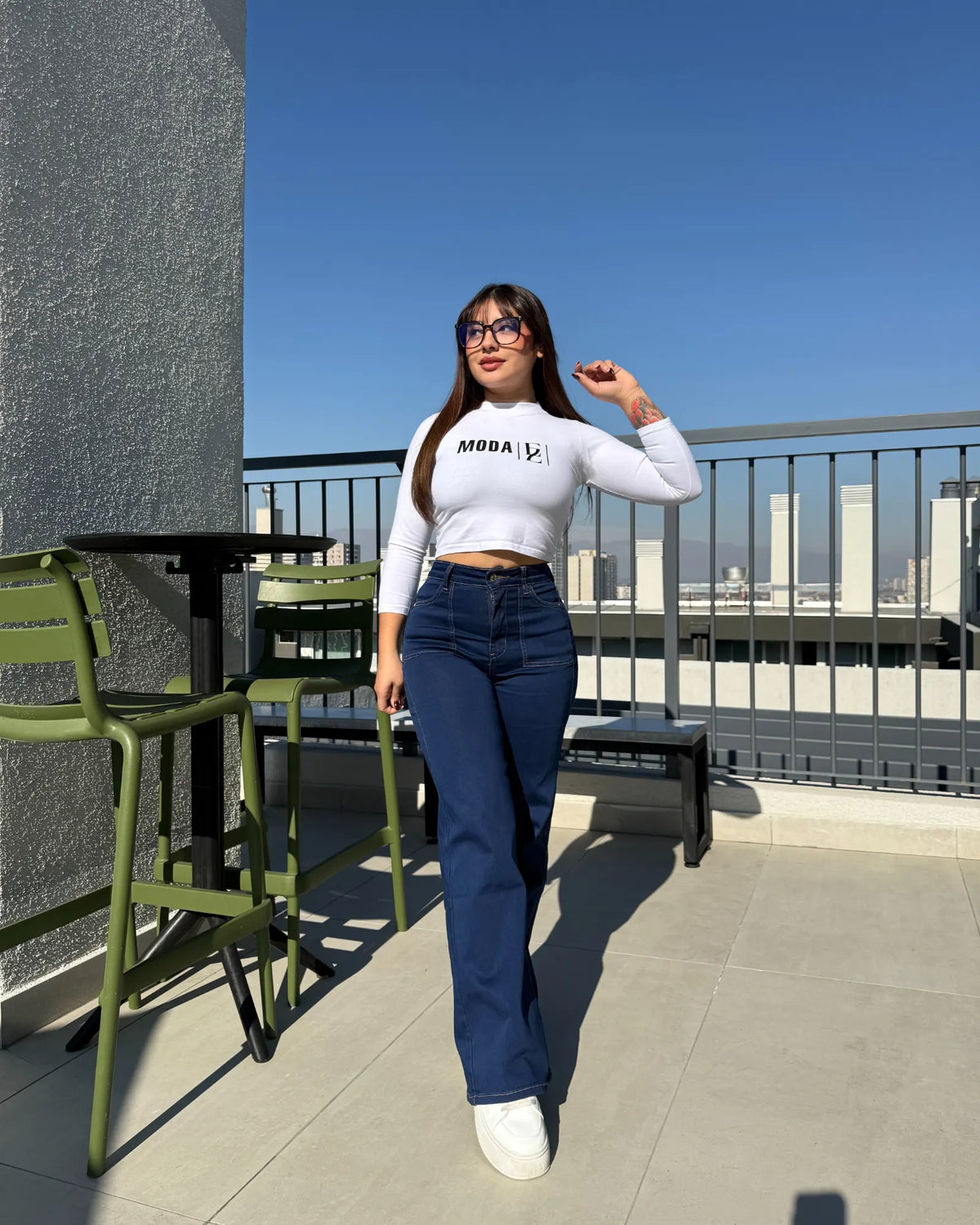 MC1031 (H7) | Jeans Wide Leg Azul | Menina