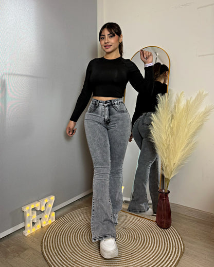 MC5005-1  | Flare Gris Con Faja | Menina (ARRIBA)