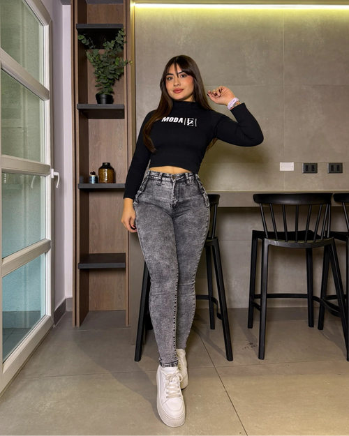 MC5006-2 (H5) | Skinny Trenzado Con Faja Gris | Menina