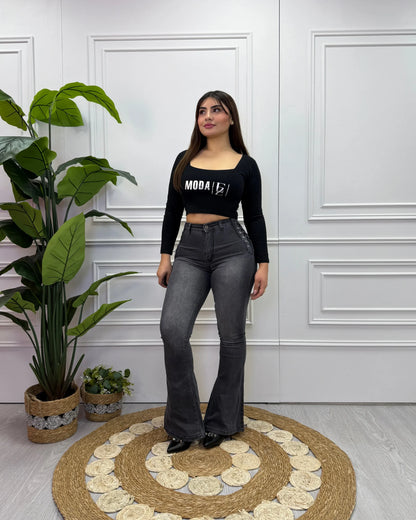 MC5007-1  | Flare Faja Trenzado Grafito Focalizado | Compra 1 Talla Más (ARRIBA)