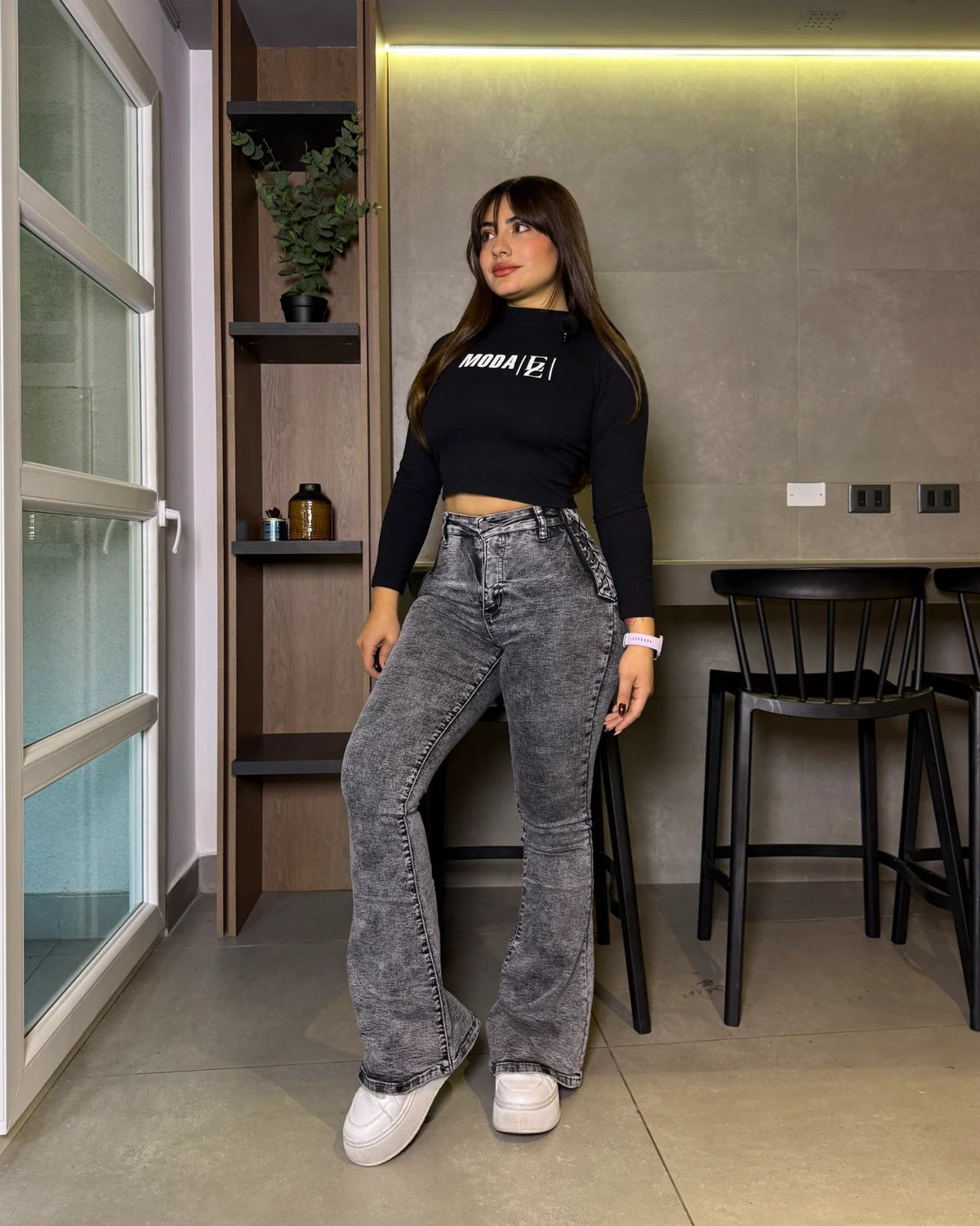 MC5007-2 | Flare Trenzado Con Faja Gris | Compra 1 Talla Más  (ABAJO)