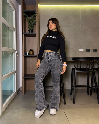 MC5007-2 | Flare Trenzado Con Faja Gris | Compra 1 Talla Más  (ABAJO)