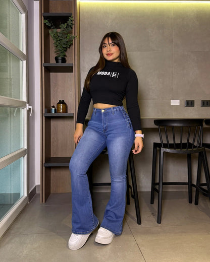 MC5007 (I3) | Flare Trenzado Con Faja Celeste Focalizado | Menina