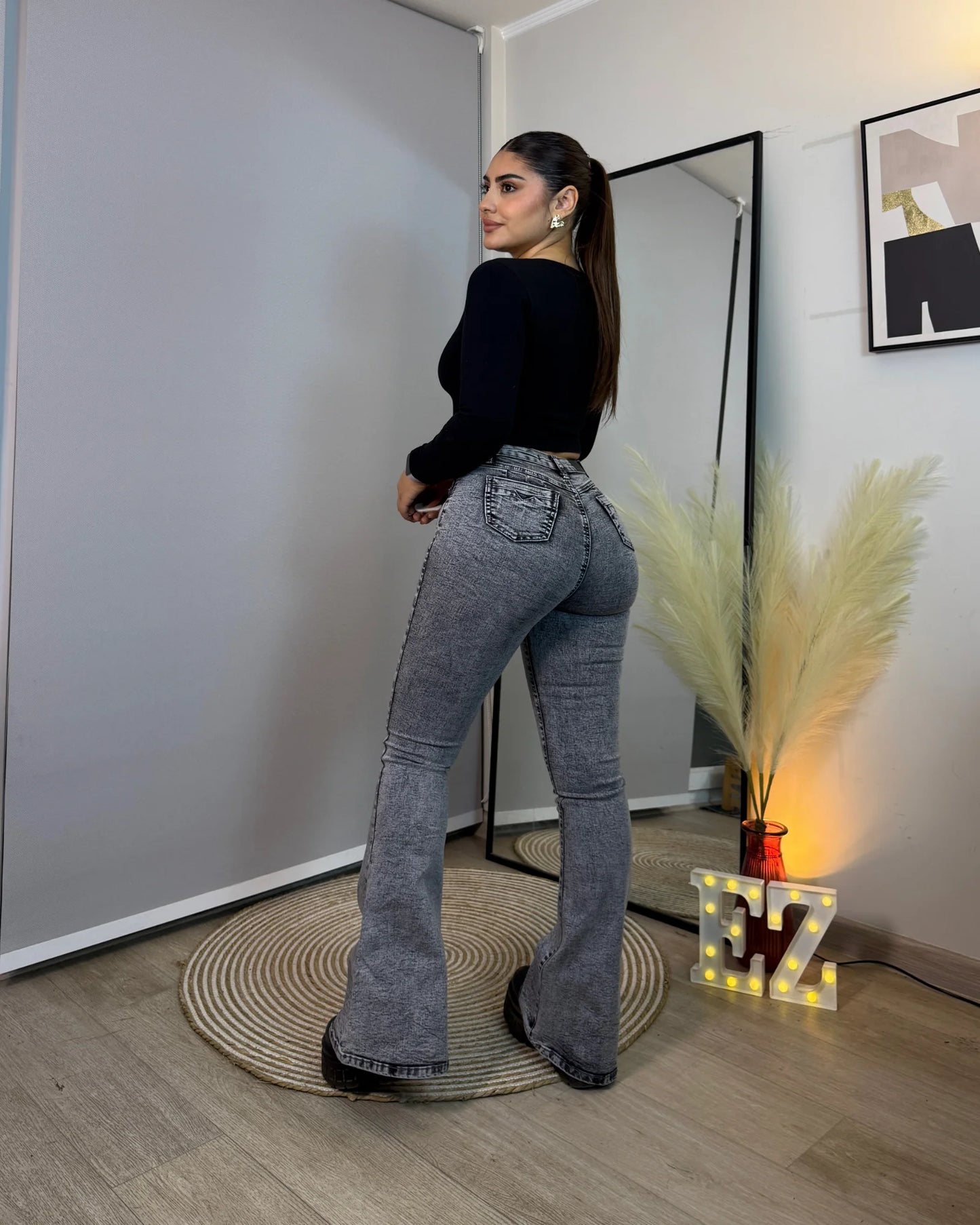 MC5009-3 (J2) | Flare Con Faja Gris Jaspeado |