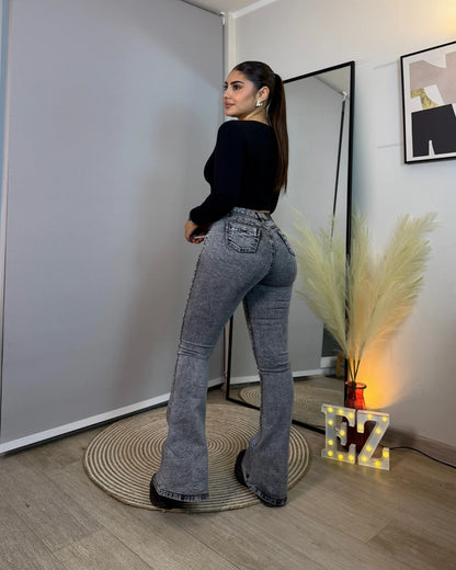 MC5009-3 (J2) | Flare Con Faja Gris Jaspeado |