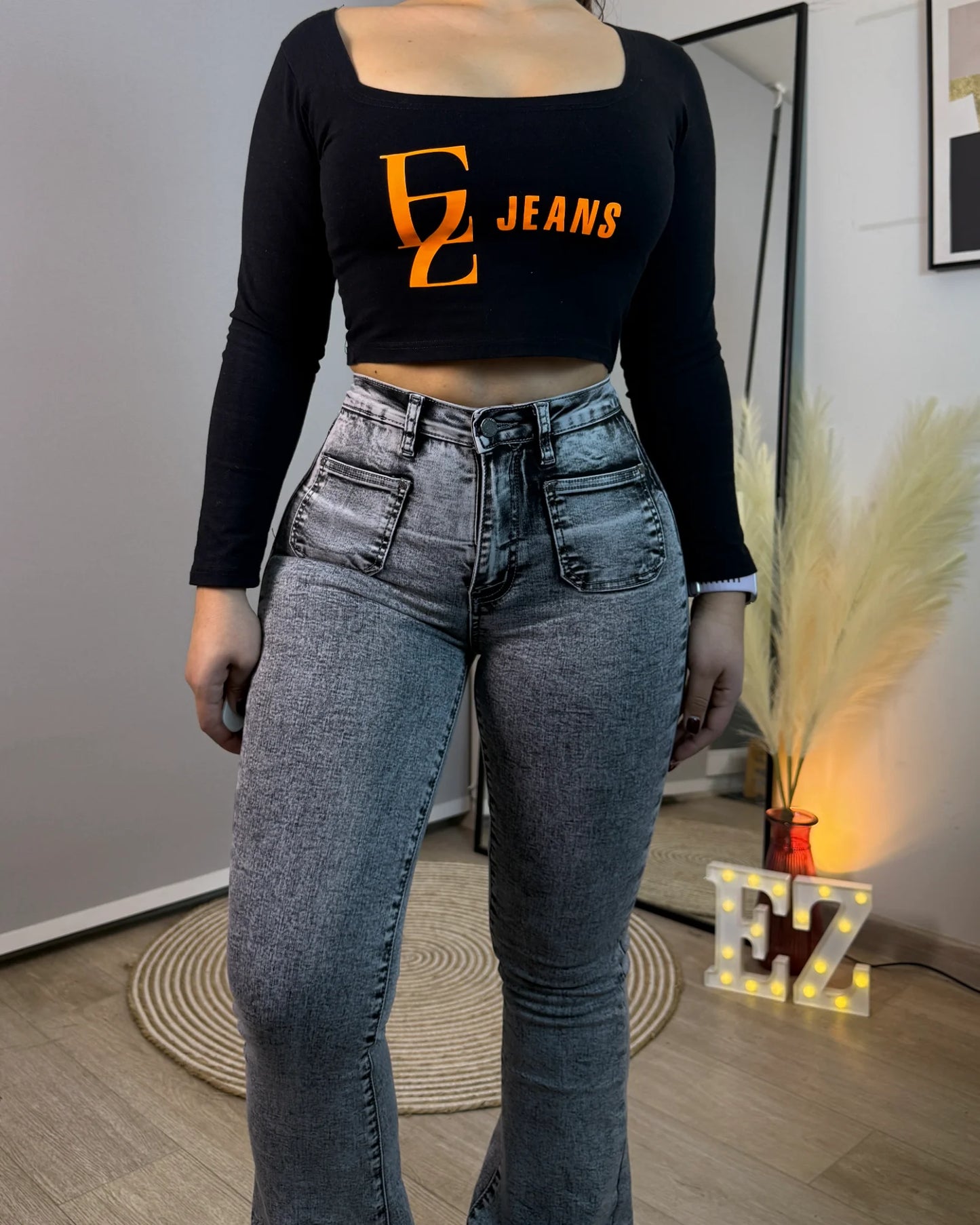 MC5009-3 (J2) | Flare Con Faja Gris Jaspeado |