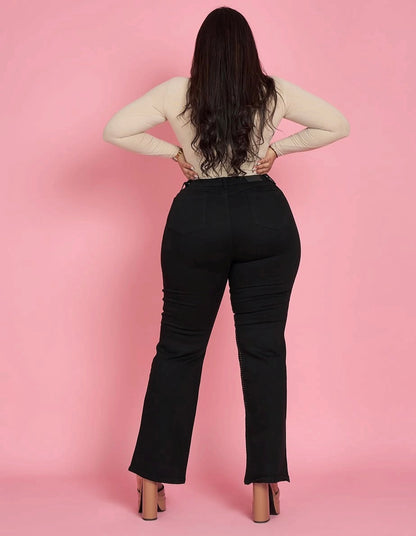 MB7034-4 (M6) | Wide Leg Negro Brillos Extralinda | Menina