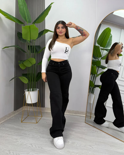 Azabache | Wide Leg Nacional Negro | EZ ELITE