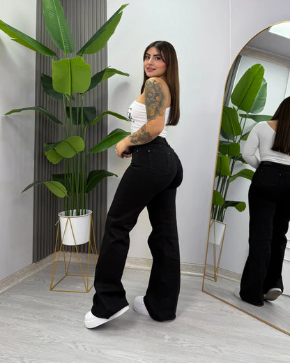 Azabache | Wide Leg Nacional Negro | EZ ELITE