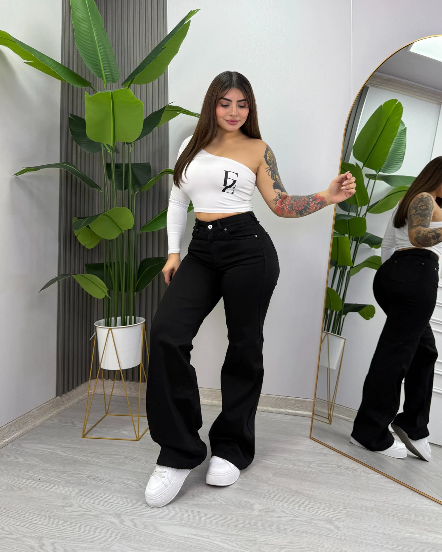 Azabache | Wide Leg Nacional Negro | EZ ELITE
