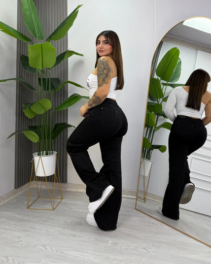 Azabache | Wide Leg Nacional Negro | EZ ELITE