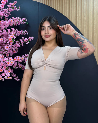 B12-Colaless | Body Modelador Escote Nudo Manga Corta Colaless | EZ