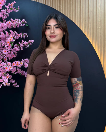 B12-Colaless | Body Modelador Escote Nudo Manga Corta Colaless | EZ