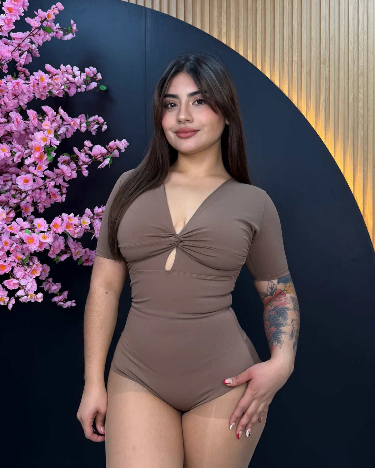 B12-Colaless | Body Modelador Escote Nudo Manga Corta Colaless | EZ
